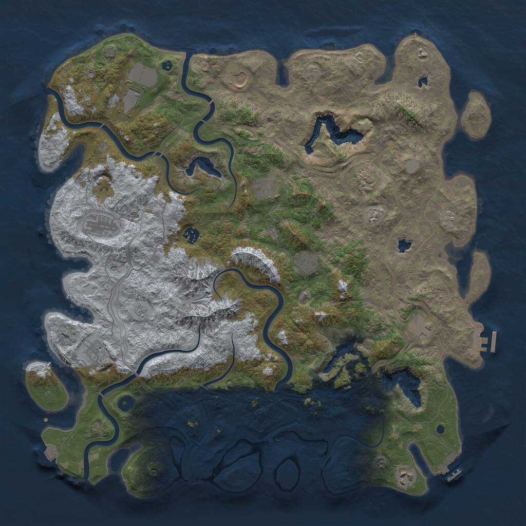 Rust Map: Procedural Map, Size: 5000, Seed: 2057899980, 17 Monuments