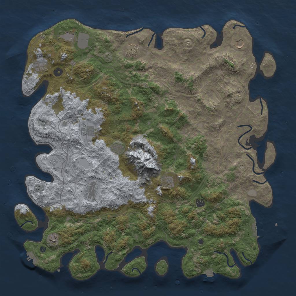 Rust Map: Procedural Map, Size: 5000, Seed: 2057899980, 19 Monuments