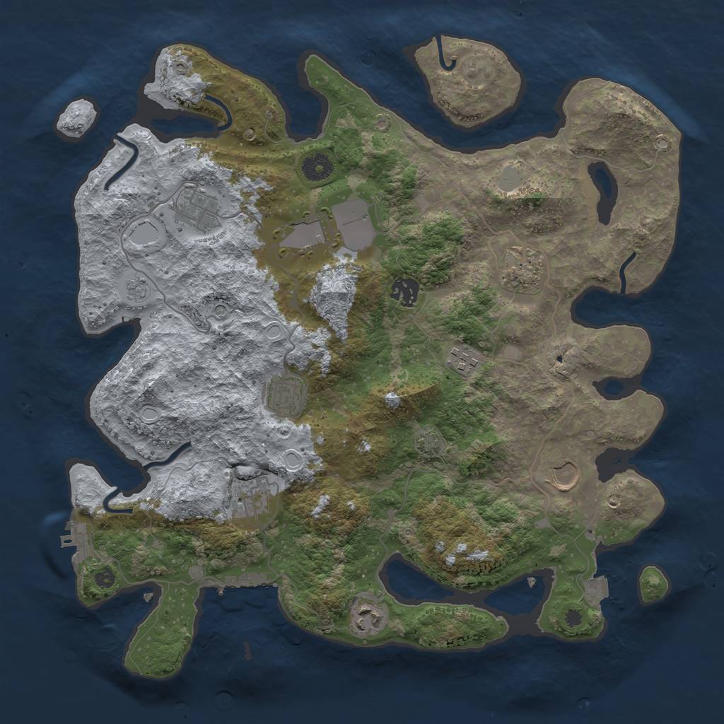 Rust Map: Procedural Map, Size: 3750, Seed: 87235597, 17 Monuments