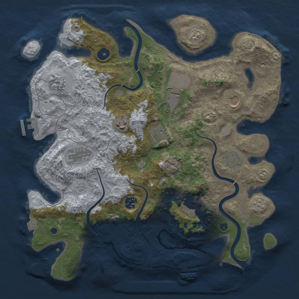 Rust Map: Procedural Map, Size: 3750, Seed: 87235597, 16 Monuments