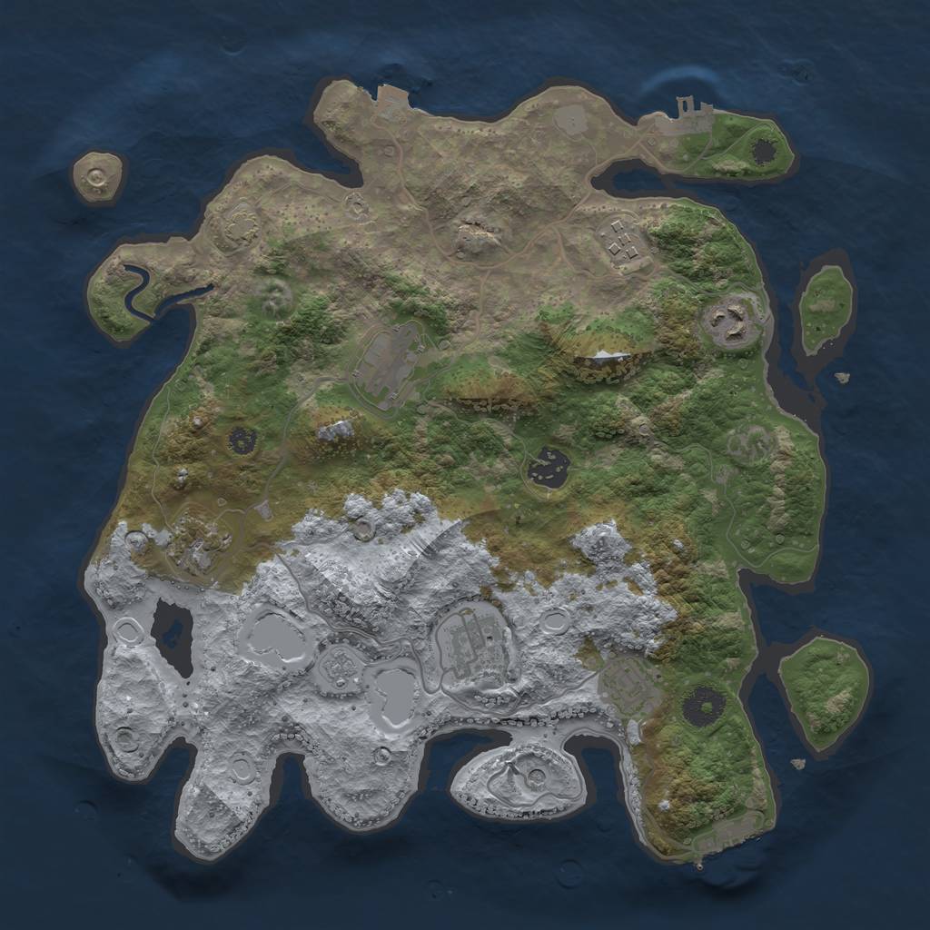 Rust Map: Procedural Map, Size: 3450, Seed: 95406583, 15 Monuments