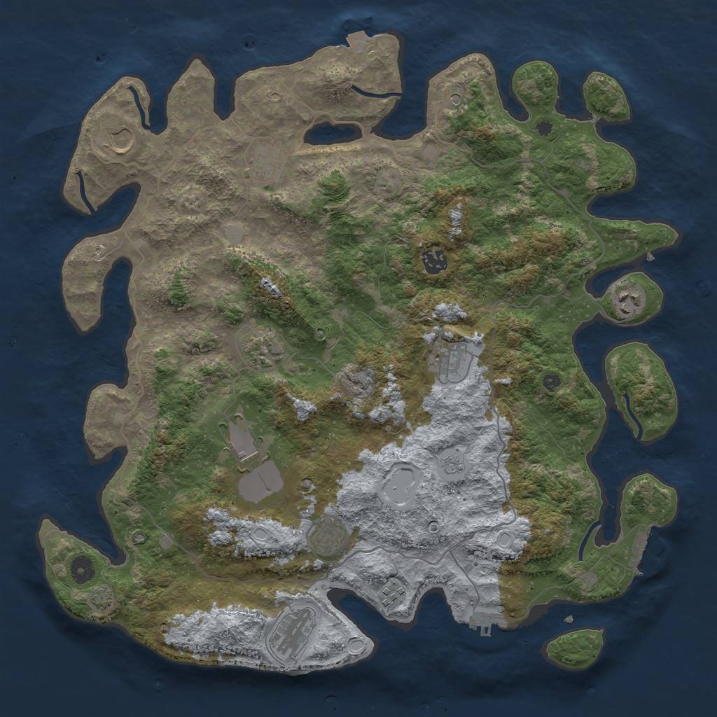 Rust Map: Procedural Map, Size: 4200, Seed: 258740677, 18 Monuments