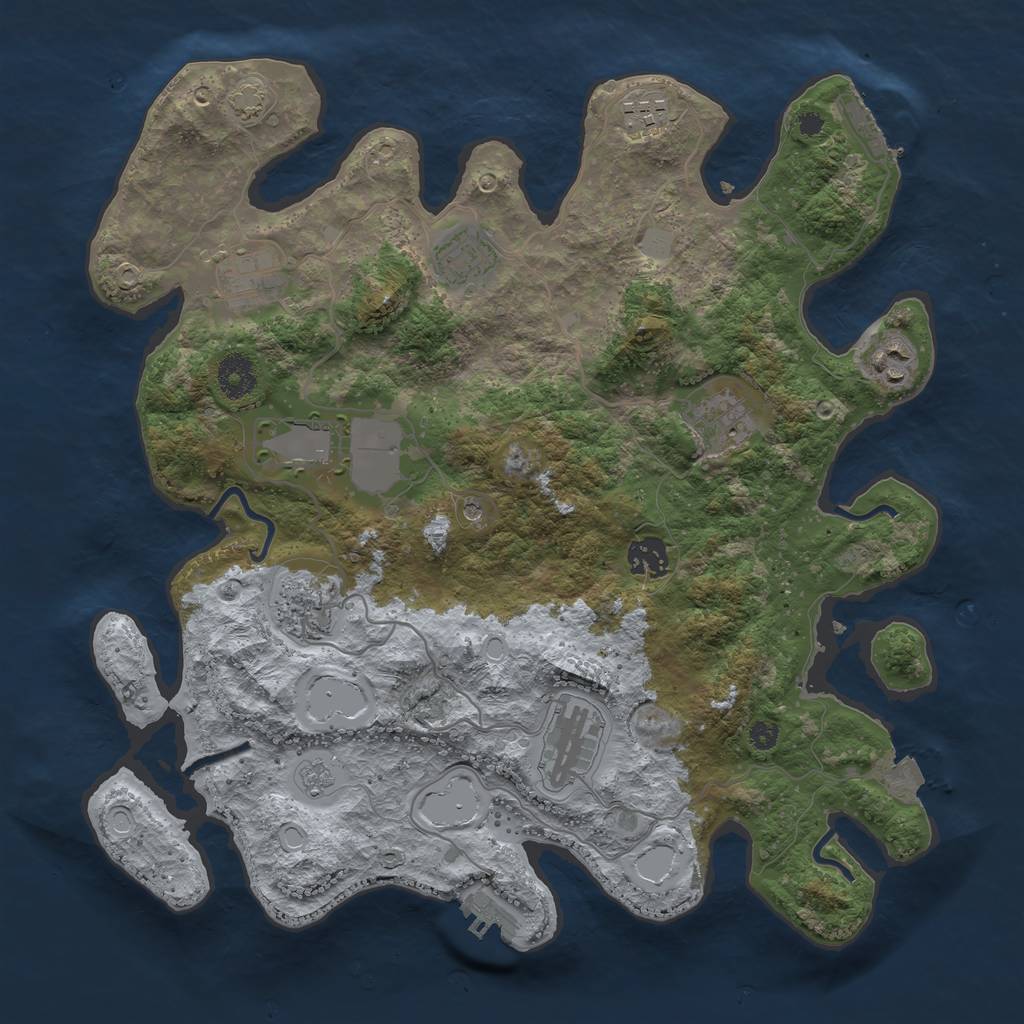 Rust Map: Procedural Map, Size: 3650, Seed: 73774322, 17 Monuments