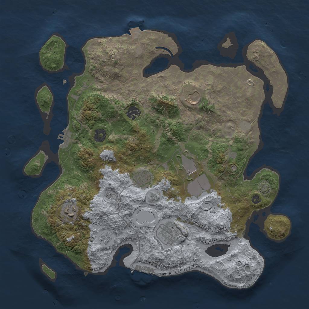 Rust Map: Procedural Map, Size: 3500, Seed: 56881002, 14 Monuments