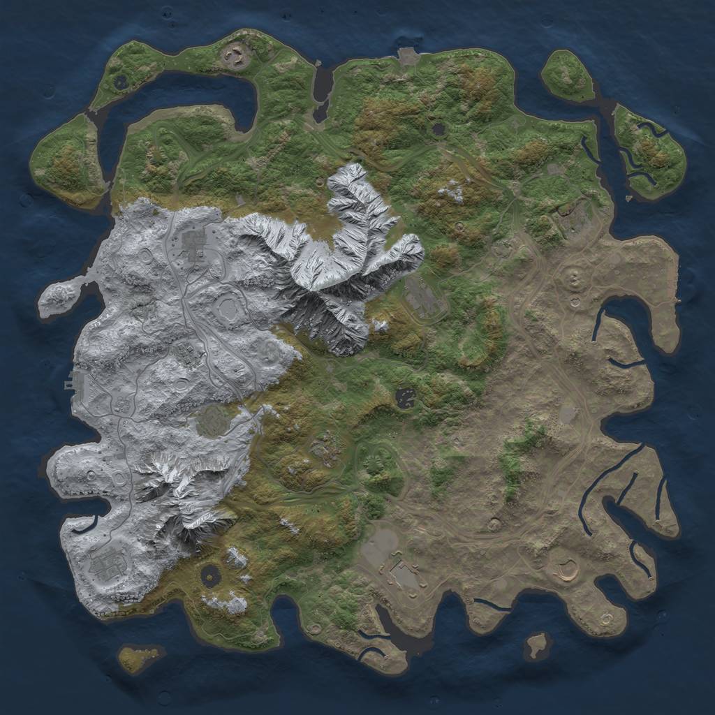 Rust Map: Procedural Map, Size: 5000, Seed: 428, 19 Monuments
