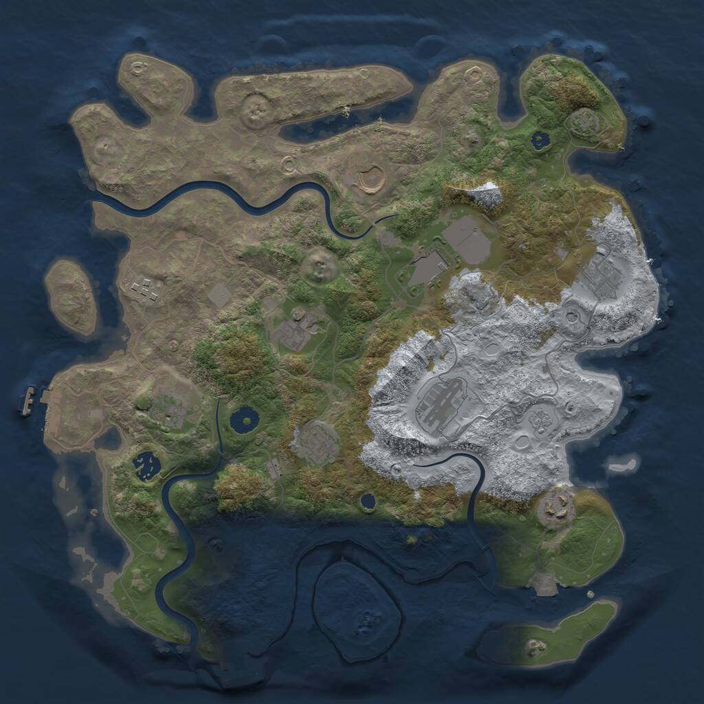 Rust Map: Procedural Map, Size: 3800, Seed: 25409308, 16 Monuments