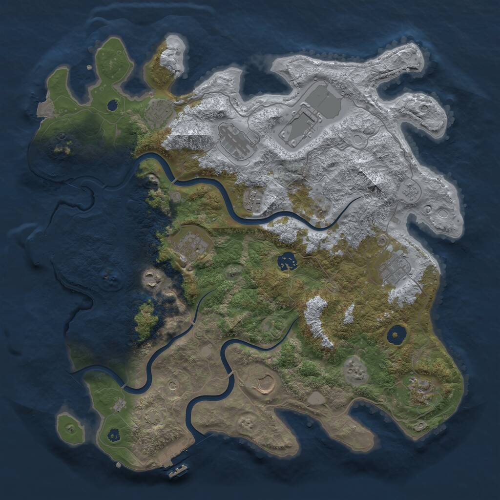 Rust Map: Procedural Map, Size: 3900, Seed: 16487005, 16 Monuments