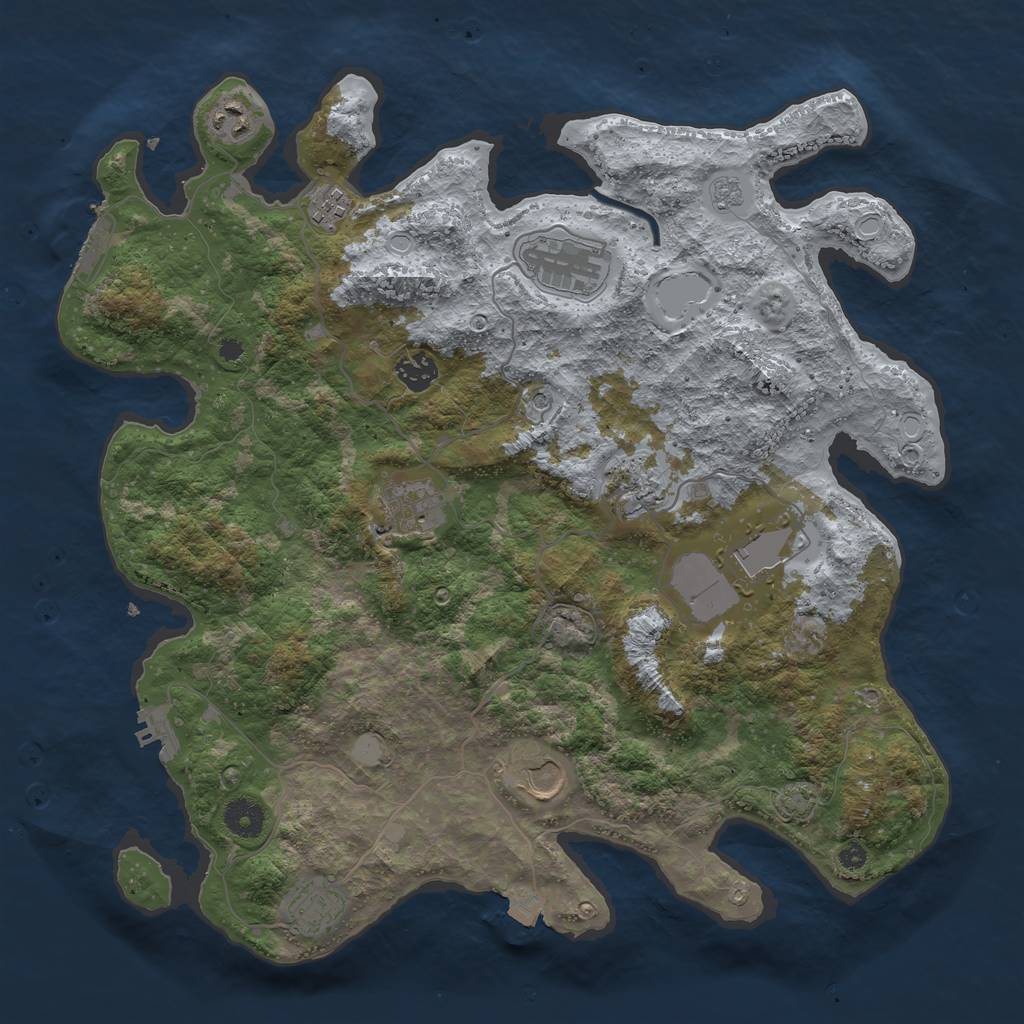 Rust Map: Procedural Map, Size: 3900, Seed: 16487005, 17 Monuments