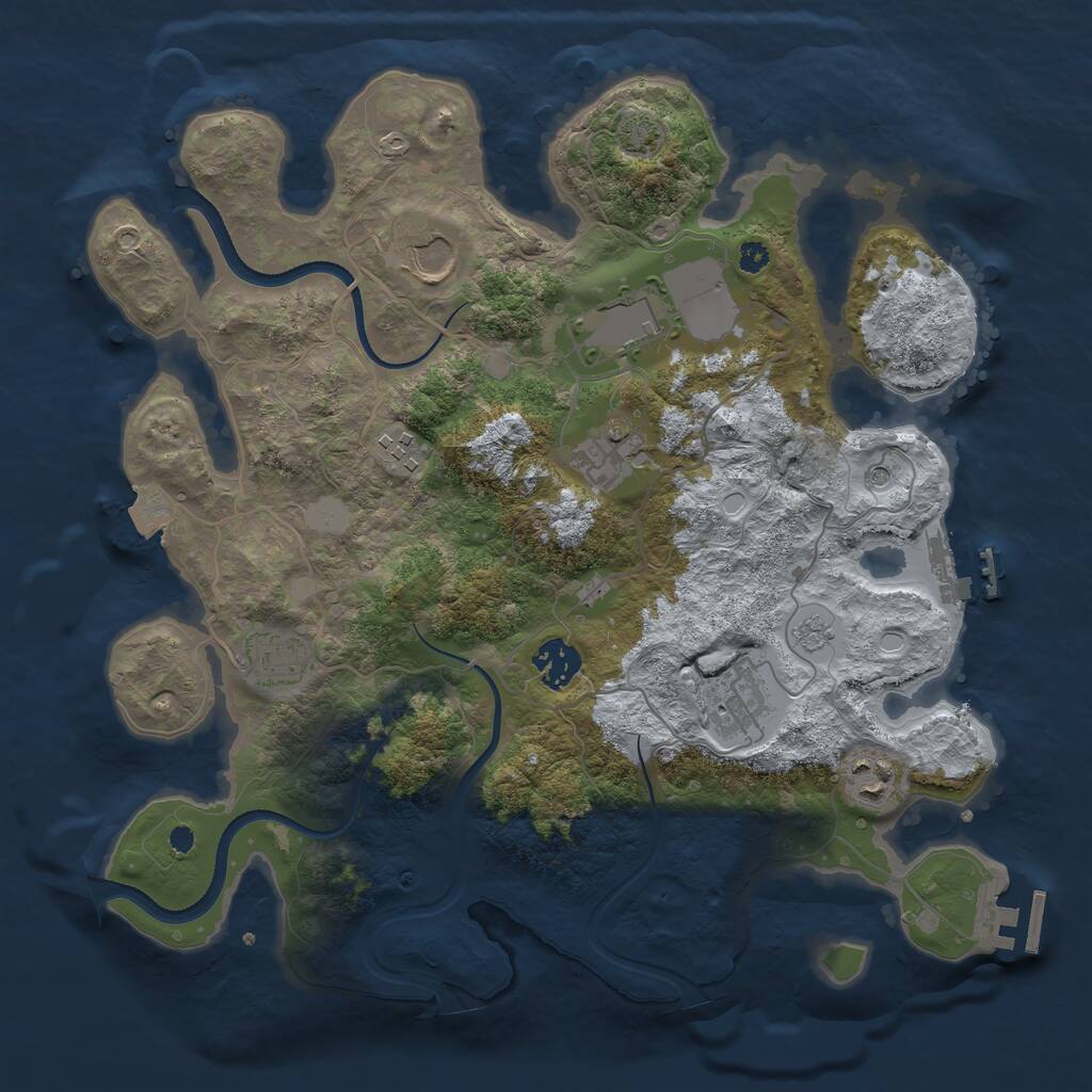 Rust Map: Procedural Map, Size: 3500, Seed: 124556, 14 Monuments