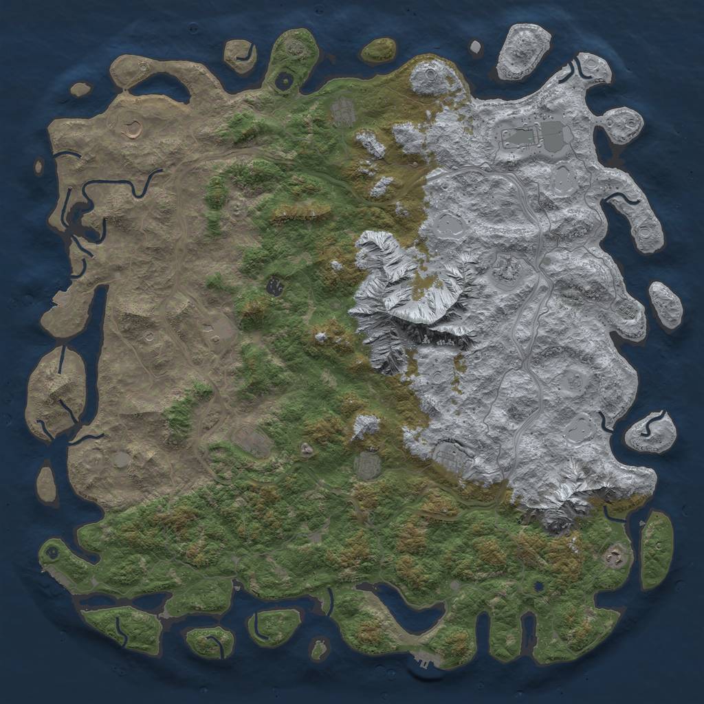 Rust Map: Procedural Map, Size: 6000, Seed: 73131043, 19 Monuments