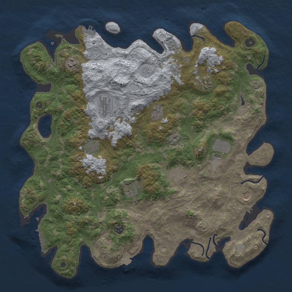 Rust Map: Procedural Map, Size: 4500, Seed: 1300897301, 19 Monuments