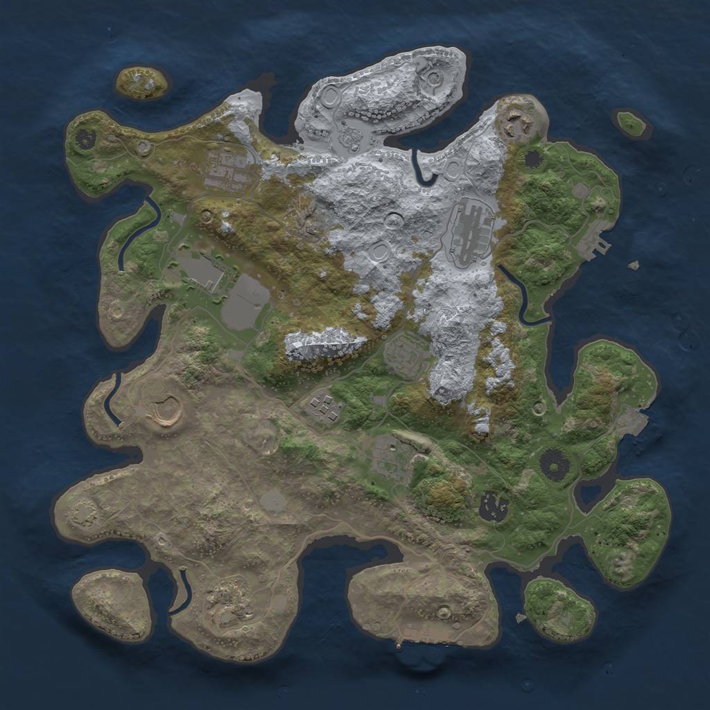 Rust Map: Procedural Map, Size: 3500, Seed: 844455226, 18 Monuments