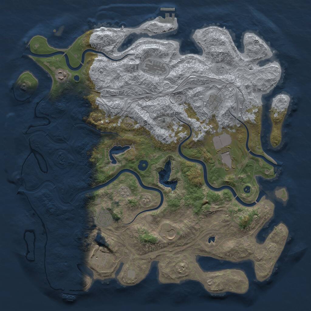 Rust Map: Procedural Map, Size: 4400, Seed: 42554878, 14 Monuments