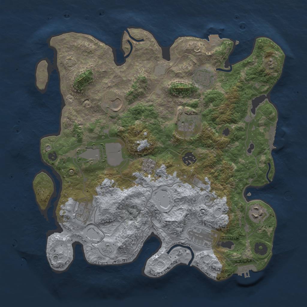 Rust Map: Procedural Map, Size: 3500, Seed: 329550224, 17 Monuments