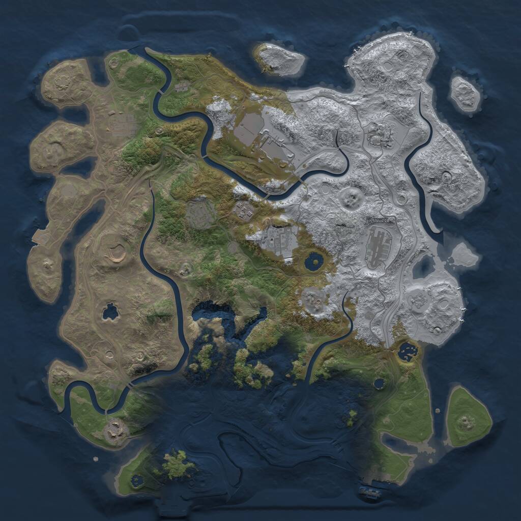Rust Map: Procedural Map, Size: 4250, Seed: 65769304, 16 Monuments