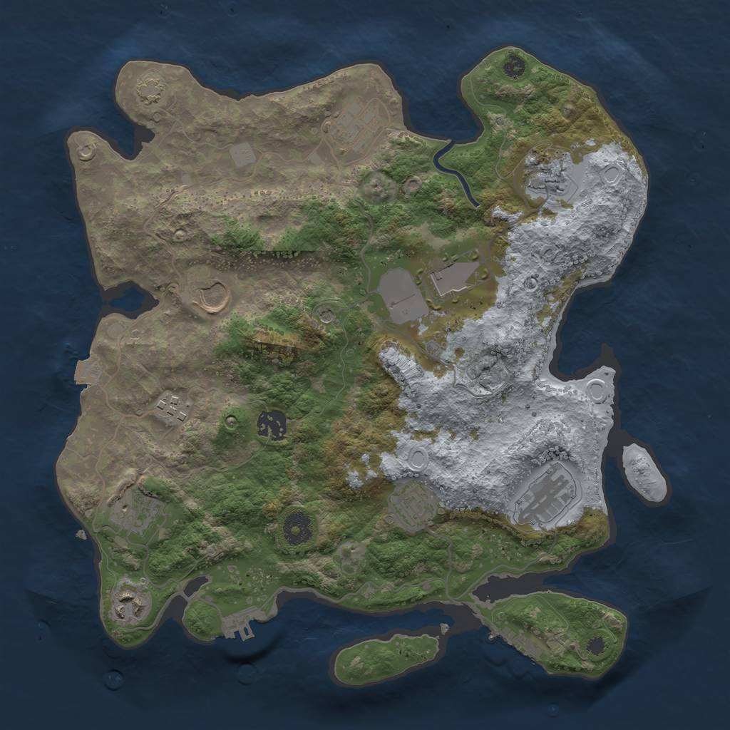 Rust Map: Procedural Map, Size: 3500, Seed: 19399982, 17 Monuments