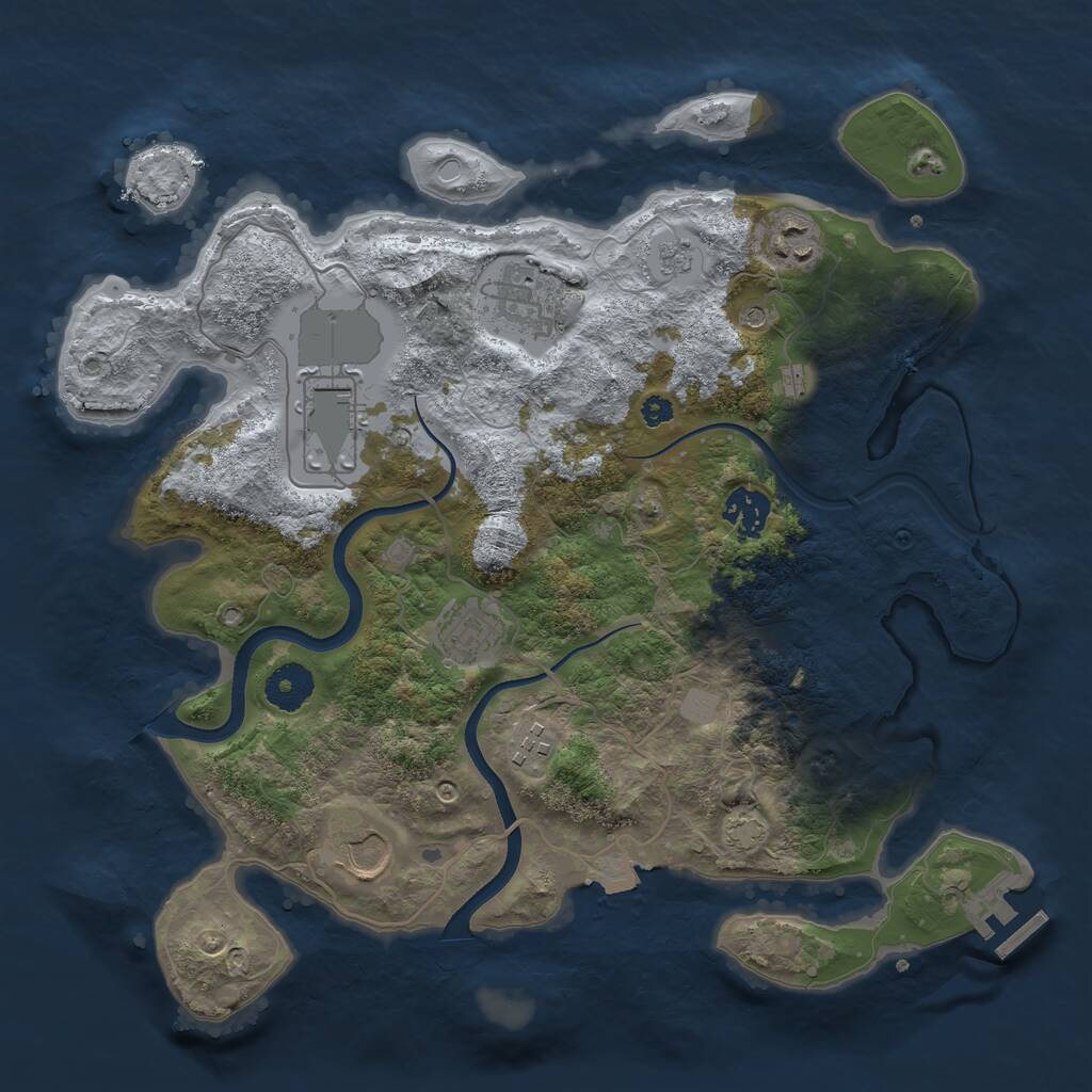 Rust Map: Procedural Map, Size: 3500, Seed: 1880576772, 12 Monuments