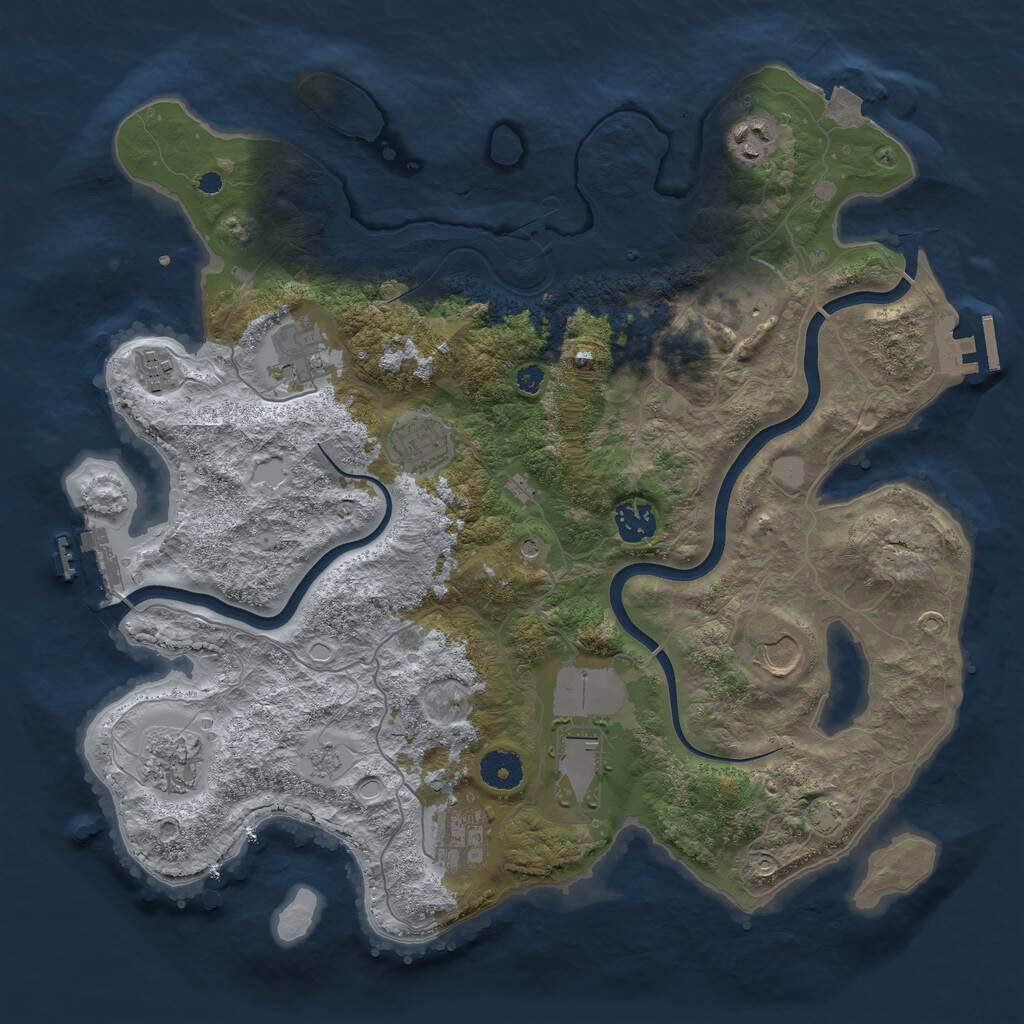 Rust Map: Procedural Map, Size: 3750, Seed: 19102023, 16 Monuments