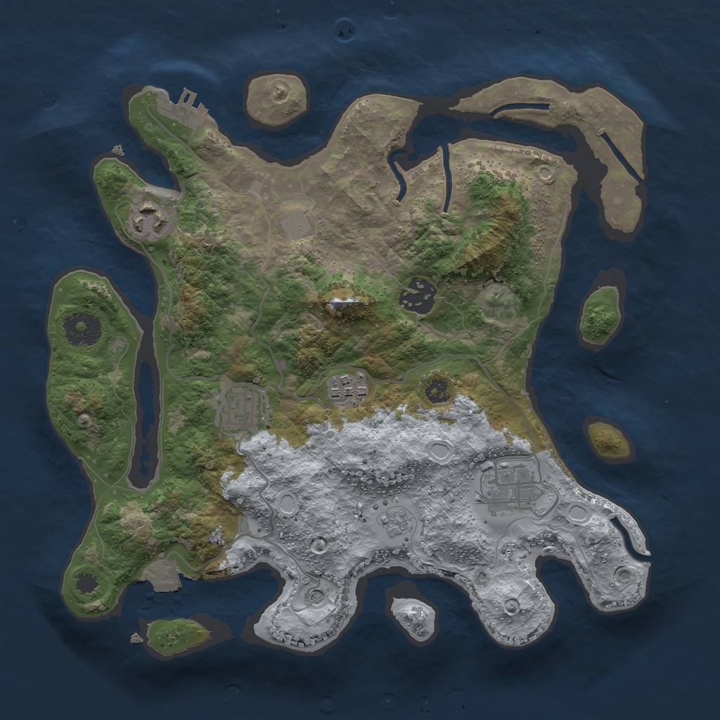 Rust Map: Procedural Map, Size: 3000, Seed: 1745098409, 11 Monuments