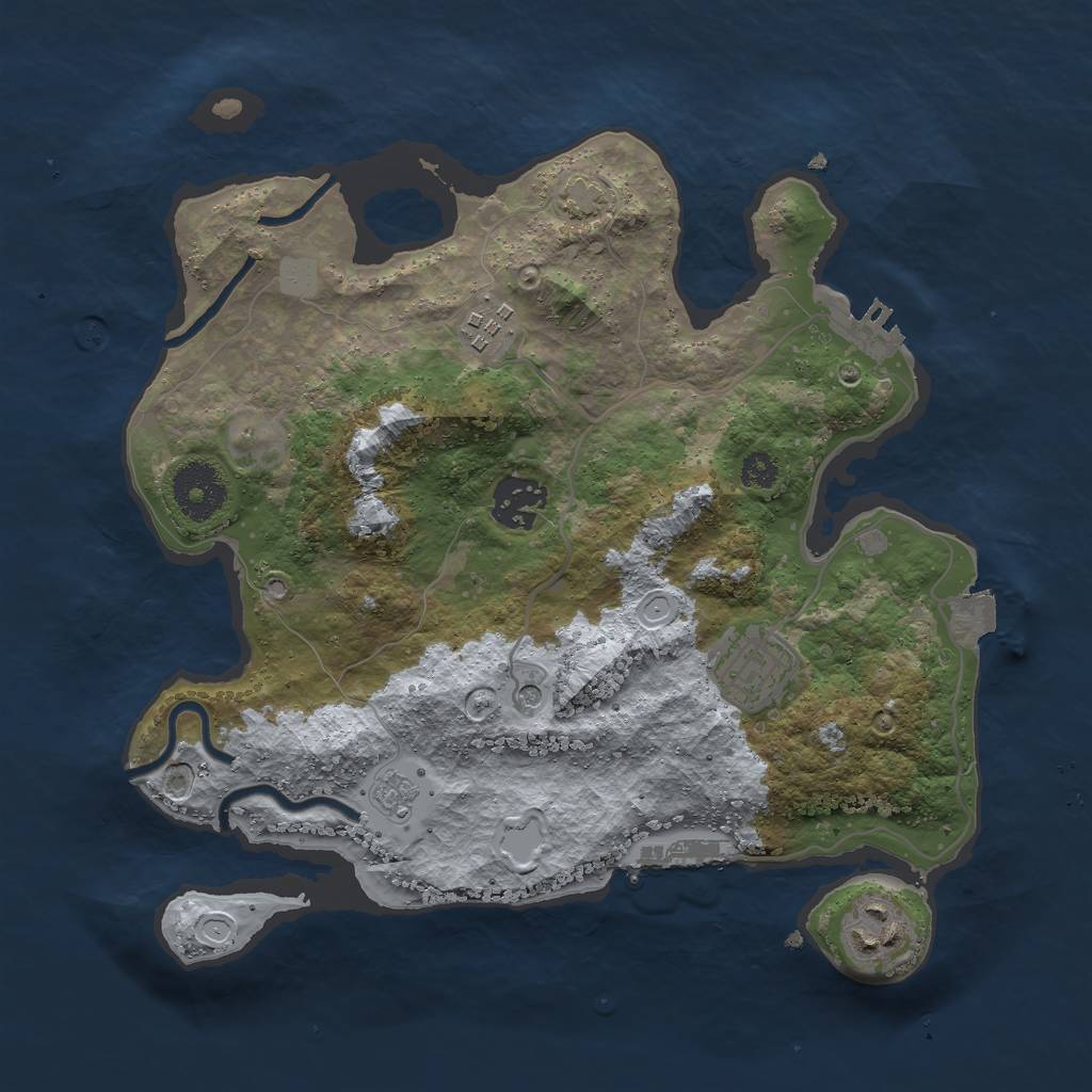 Rust Map: Procedural Map, Size: 3000, Seed: 1055574346, 12 Monuments