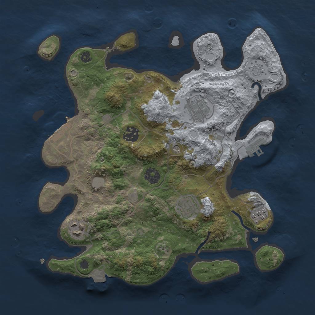 Rust Map: Procedural Map, Size: 3000, Seed: 63121, 12 Monuments