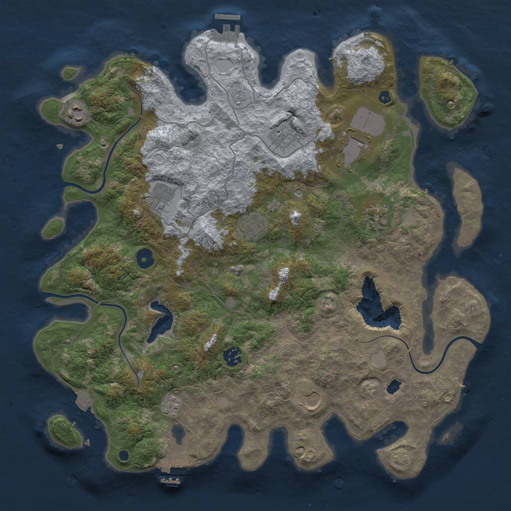 Rust Map: Procedural Map, Size: 4050, Seed: 1067768297, 15 Monuments