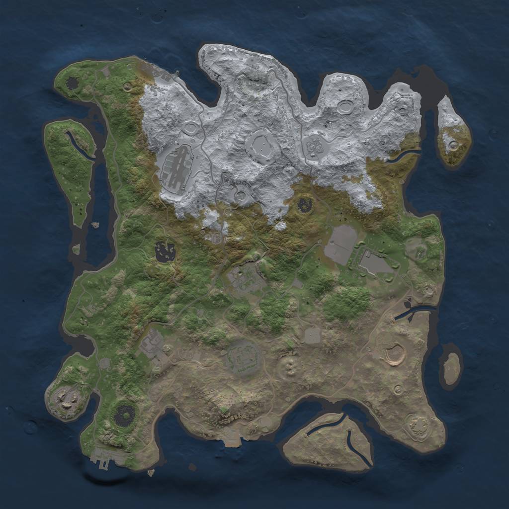 Rust Map: Procedural Map, Size: 3500, Seed: 174015827, 16 Monuments