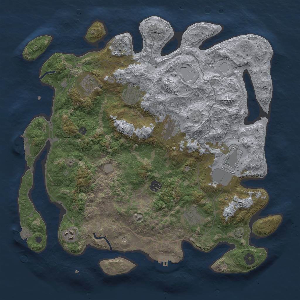Rust Map: Procedural Map, Size: 4000, Seed: 725408391, 16 Monuments