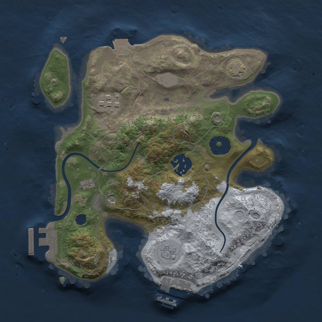 Rust Map: Procedural Map, Size: 2400, Seed: 970476015, 8 Monuments