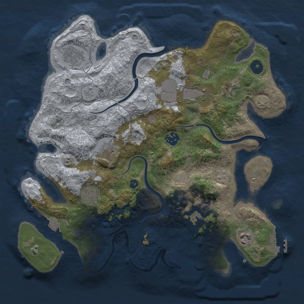 Rust Map: Procedural Map, Size: 3500, Seed: 122574558, 15 Monuments