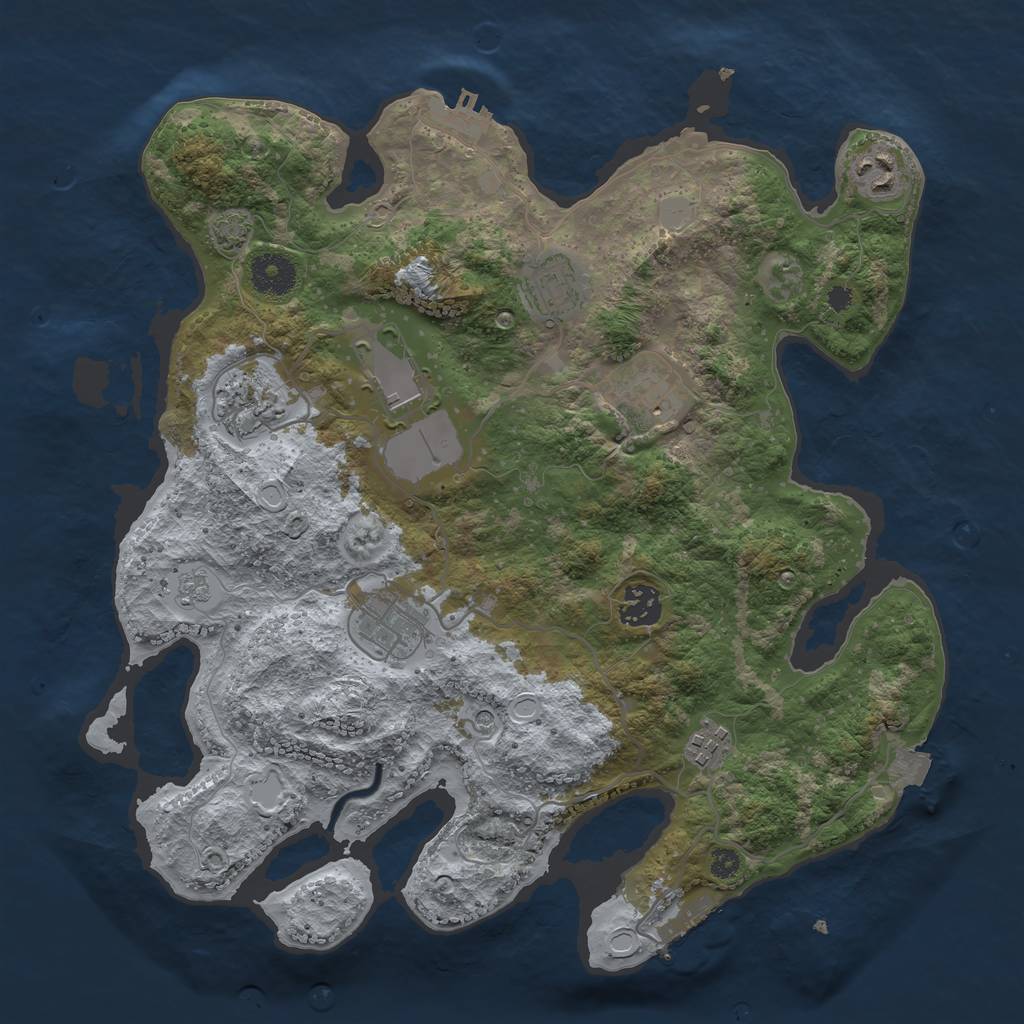 Rust Map: Procedural Map, Size: 3500, Seed: 595345677, 16 Monuments