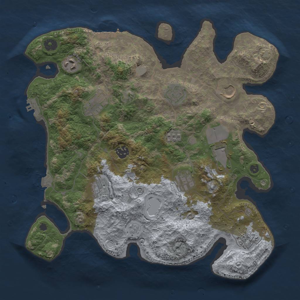 Rust Map: Procedural Map, Size: 3500, Seed: 208592996, 18 Monuments