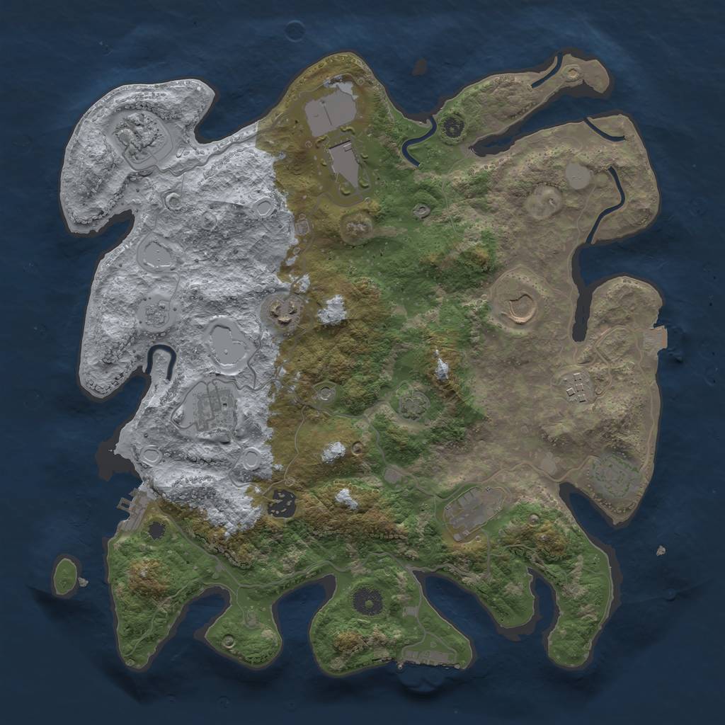 Rust Map: Procedural Map, Size: 3700, Seed: 63712812, 17 Monuments