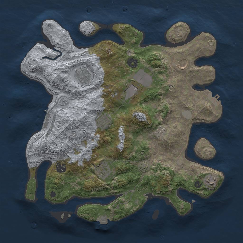 Rust Map: Procedural Map, Size: 3500, Seed: 346952794, 16 Monuments