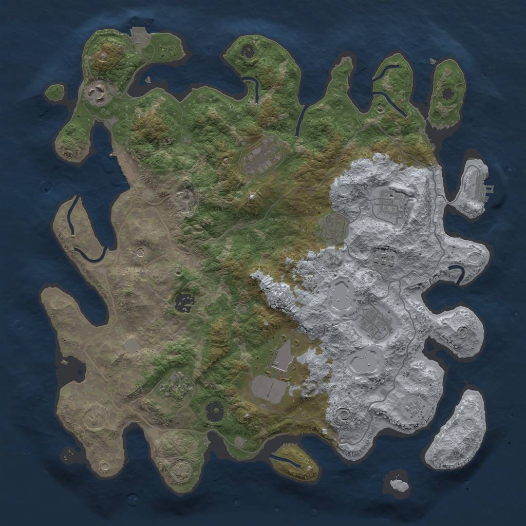Rust Map: Procedural Map, Size: 4000, Seed: 3411, 17 Monuments
