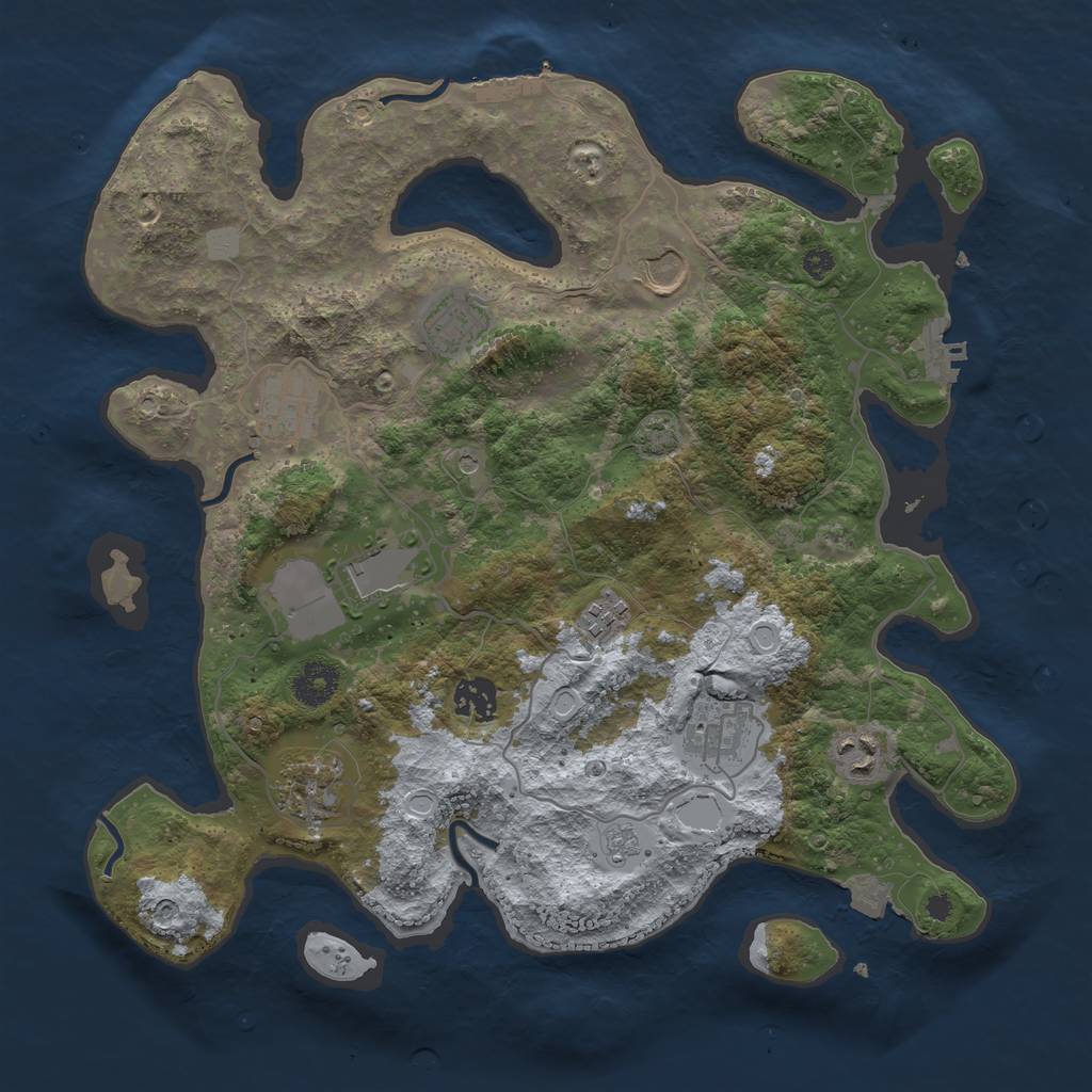 Rust Map: Procedural Map, Size: 3600, Seed: 1196580793, 17 Monuments