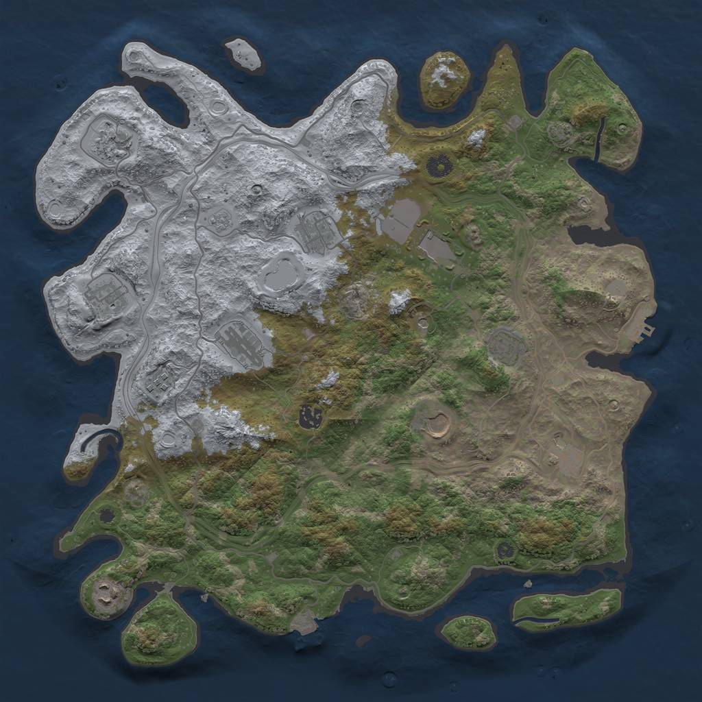 Rust Map: Procedural Map, Size: 4250, Seed: 1712123304, 18 Monuments