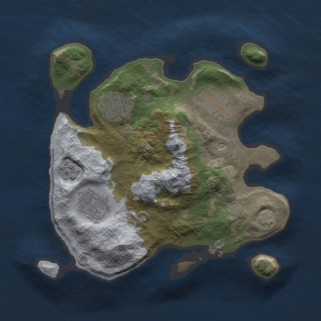 Rust Map: Barren, Size: 2500, Seed: 969633287, 8 Monuments