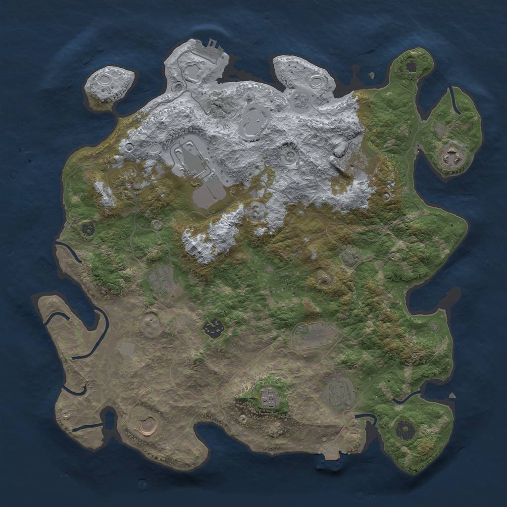 Rust Map: Procedural Map, Size: 3950, Seed: 53934826, 17 Monuments