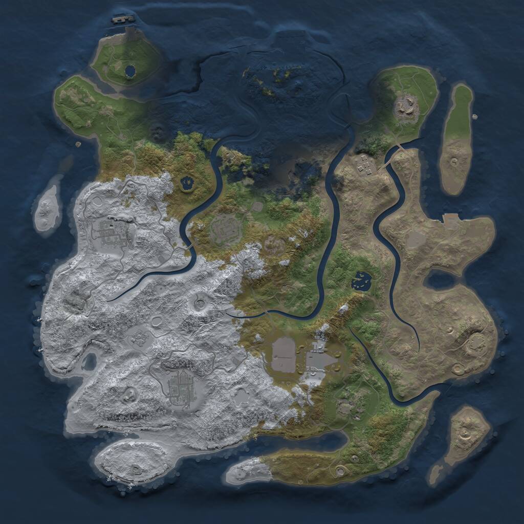 Rust Map: Procedural Map, Size: 3900, Seed: 68136201, 15 Monuments