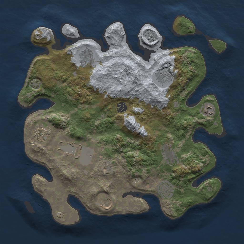 Rust Map: Barren, Size: 3500, Seed: 51069570, 14 Monuments