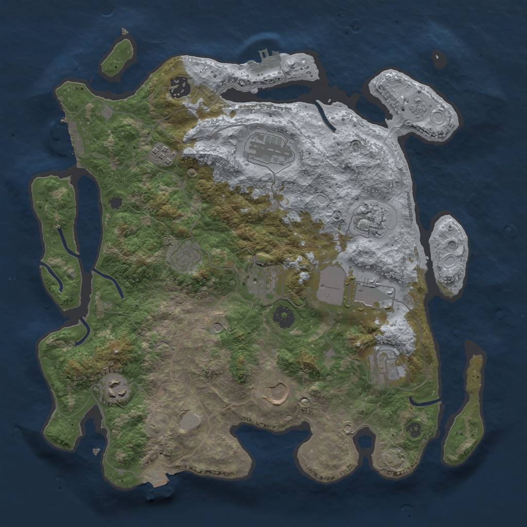 Rust Map: Procedural Map, Size: 3600, Seed: 5506398, 18 Monuments