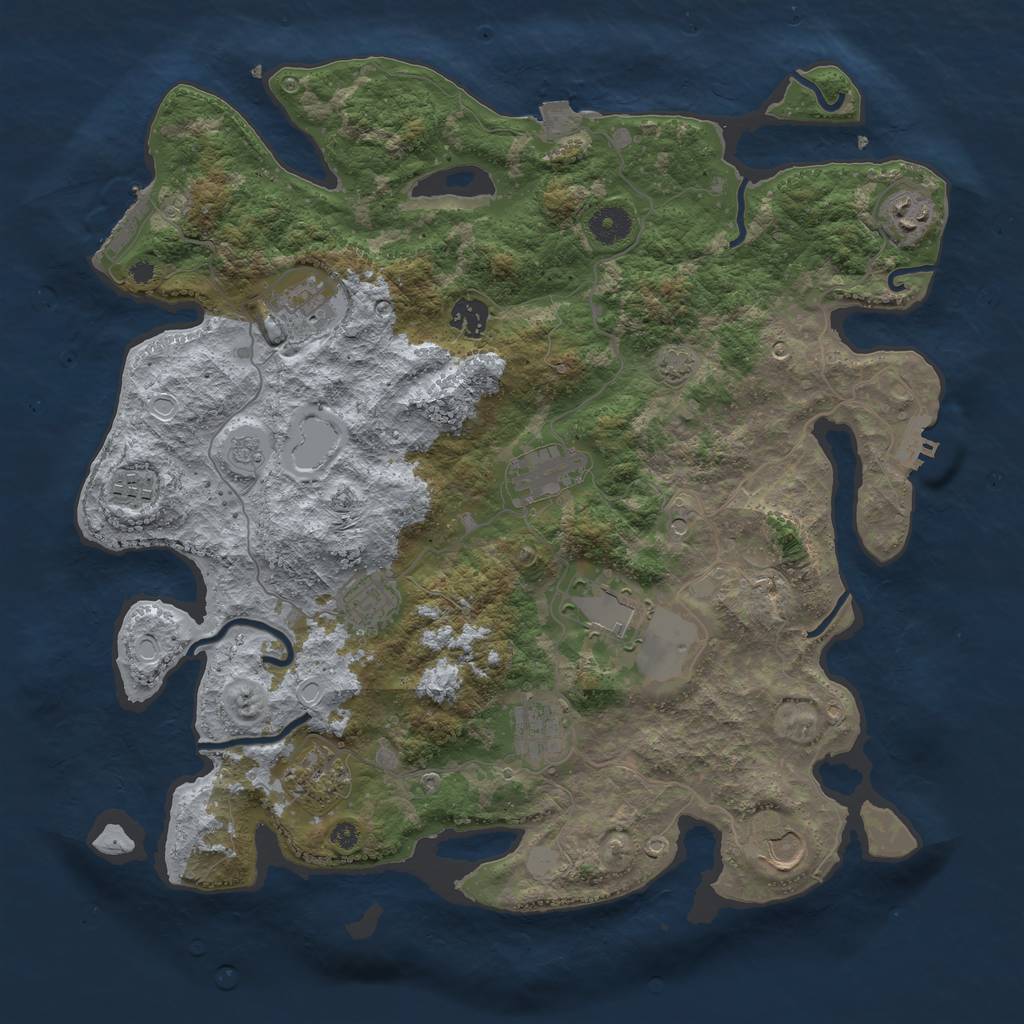 Rust Map: Procedural Map, Size: 3950, Seed: 97643428, 18 Monuments
