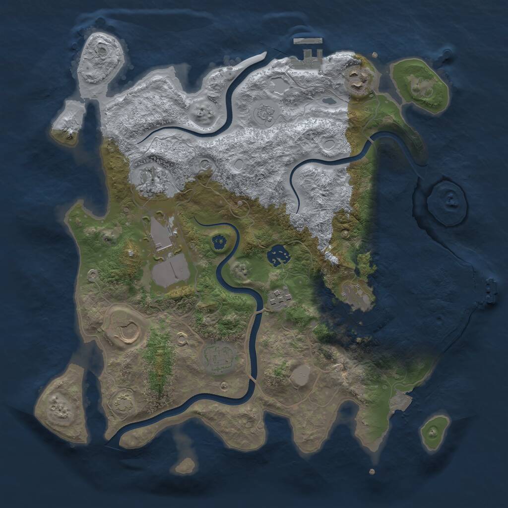 Rust Map: Procedural Map, Size: 3550, Seed: 54794253, 14 Monuments