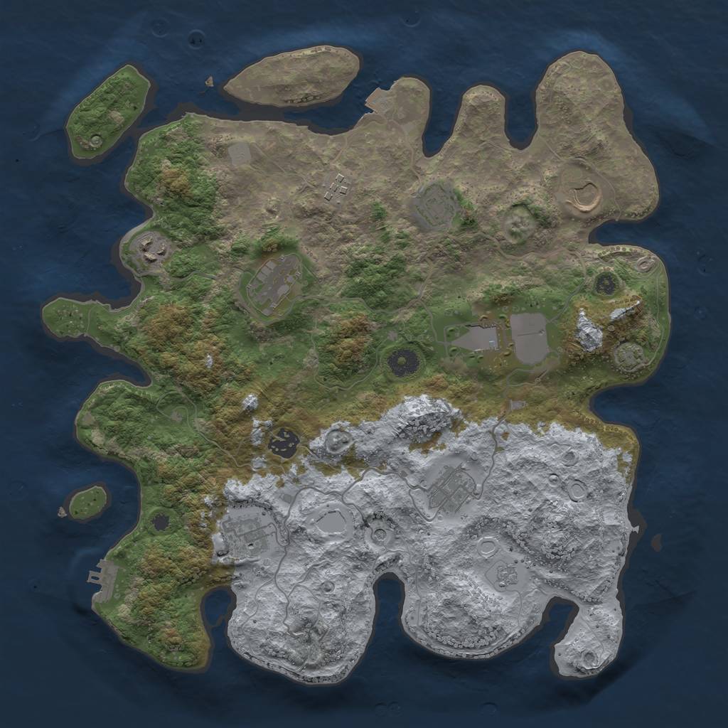 Rust Map: Procedural Map, Size: 3750, Seed: 76233885, 16 Monuments