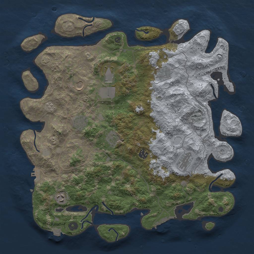Rust Map: Procedural Map, Size: 4100, Seed: 66166673, 17 Monuments