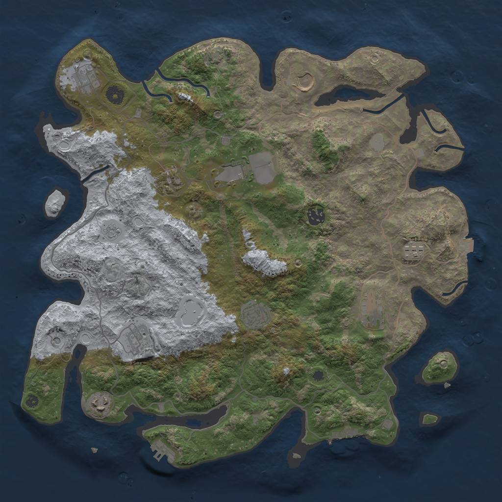 Rust Map: Procedural Map, Size: 4100, Seed: 72936123, 18 Monuments