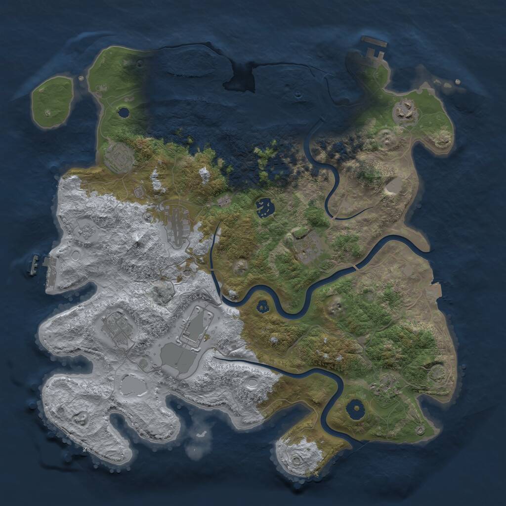 Rust Map: Procedural Map, Size: 3950, Seed: 12840873, 15 Monuments