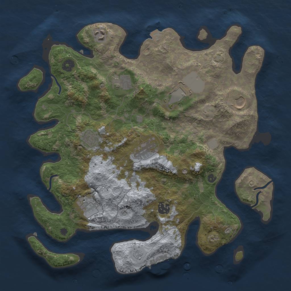 Rust Map: Procedural Map, Size: 3500, Seed: 37221672, 15 Monuments