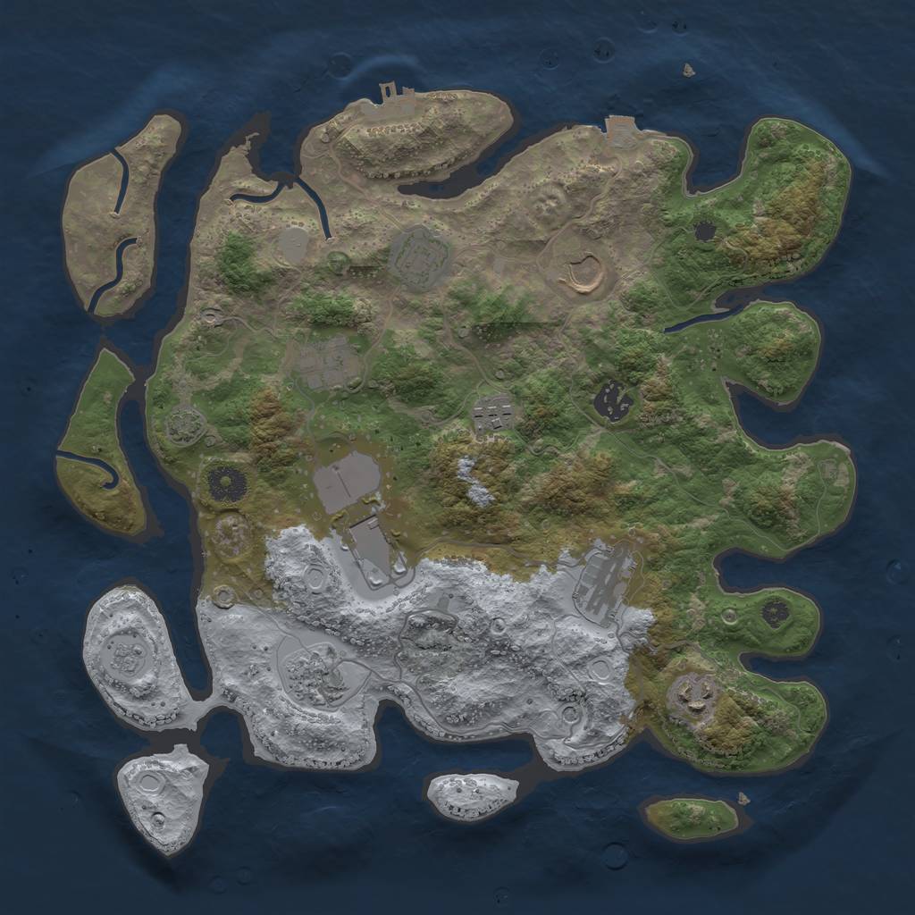 Rust Map: Procedural Map, Size: 3600, Seed: 89331040, 16 Monuments